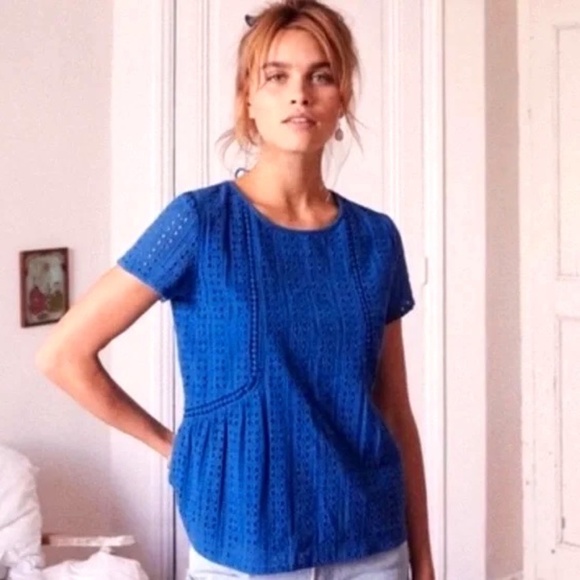 Sezane Tops - Sezane Cleo eyelet tie back blouse